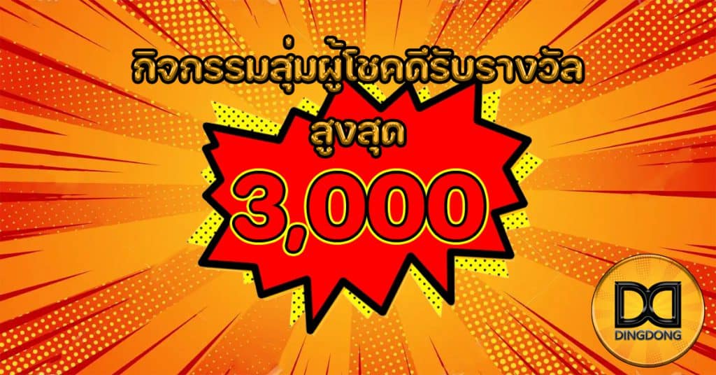 กิจกรรมสุ่มผู้โชคดีแจกรางวัลสูงสุด 3,000 ทุกเดือน